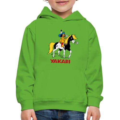 Spreadshirt Yakari Indianer Reitet Auf Kleiner Donner Kinder Premium Hoodie, 110/116 (5-6 Jahre), Hellgrün von Spreadshirt