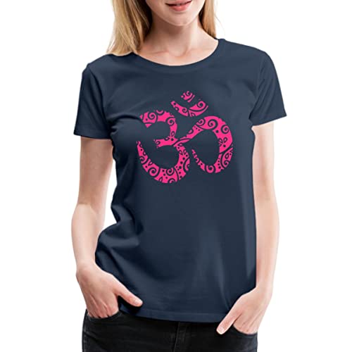 Spreadshirt Yoga Om Zeichen Aum Meditation Mehndi Frauen Premium T-Shirt, M, Navy von Spreadshirt