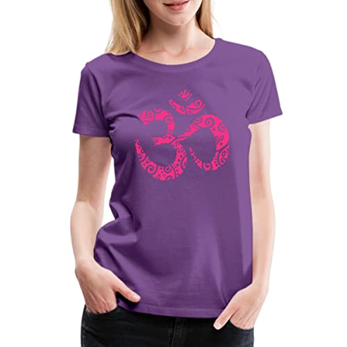 Spreadshirt Yoga Om Zeichen Aum Meditation Mehndi Frauen Premium T-Shirt, S, Lila von Spreadshirt