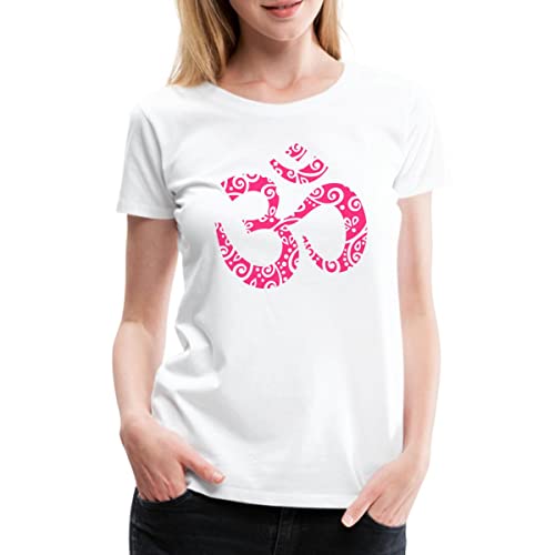 Spreadshirt Yoga Om Zeichen Aum Meditation Mehndi Frauen Premium T-Shirt, XXL, weiß von Spreadshirt