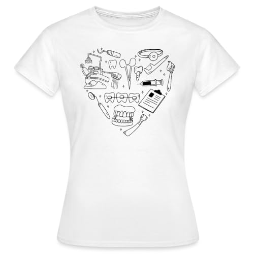 Spreadshirt Zahnarzt Zahnarzthelferin Zahnarztpraxis Herz Zähne Frauen T-Shirt, M, Weiß Spreadshirt Zahnarzt Zahnarzthelferin Zahnarztpraxis Herz Zähne Frauen T-Shirt, M, Weiß von Spreadshirt
