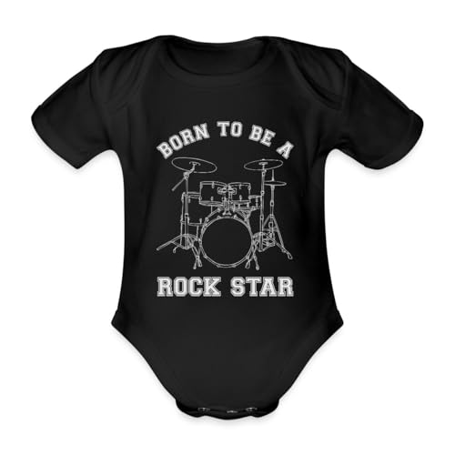 Spreadshirt Zum Rockstar geboren Baby Bio-Kurzarm-Body, 68 (3-6 M.), Schwarz von Spreadshirt
