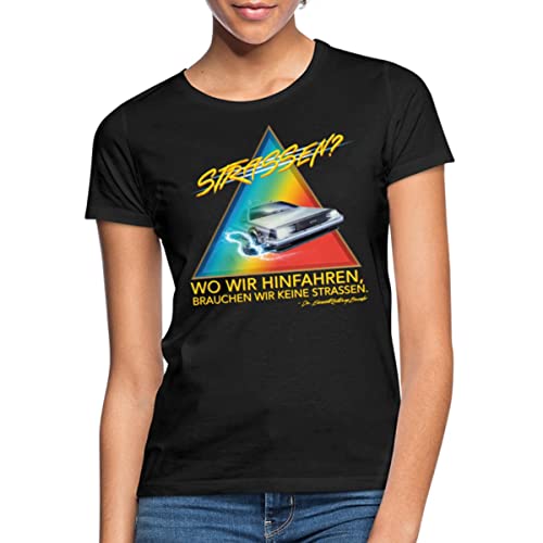 Spreadshirt Zurück In Die Zukunft Keine Straßen Delorean Frauen T-Shirt, M, Schwarz von Spreadshirt