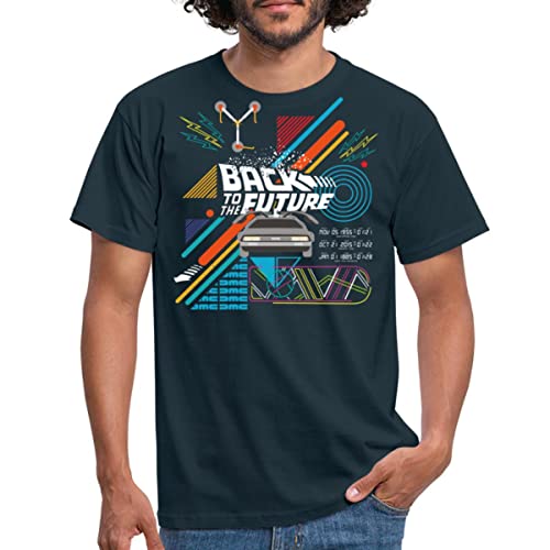 Spreadshirt Zurück In Die Zukunft Logo Delorean Auto Zeitmaschine Männer T-Shirt, XXL, Navy von Spreadshirt