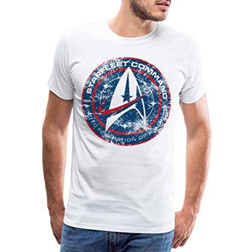 Spreadshirt Star Trek Discovery Abzeichen Sternenflotte Männer Premium T-Shirt, M, weiß von Spreadshirt