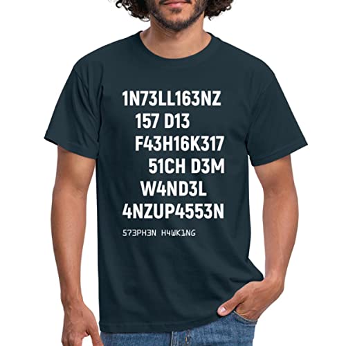 Spreadshirt Stephen Hawking Zitat Intelligenz Leet Männer T-Shirt, XXL, Navy von Spreadshirt