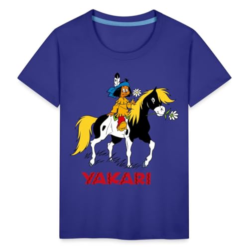 Spreadshirt Yakari Indianer Reitet Auf Kleiner Donner Kinder Premium T-Shirt, 98/104 (2 Jahre), Königsblau von Spreadshirt