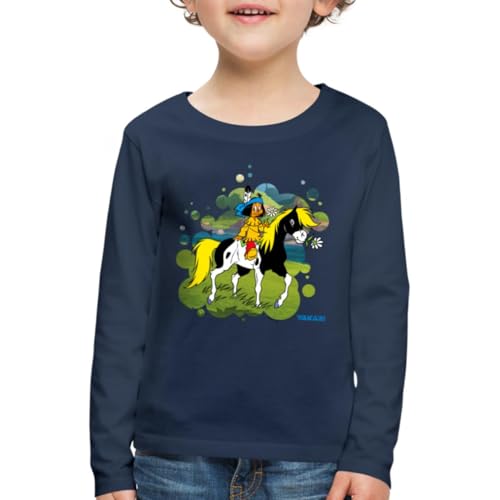 Spreadshirt Yakari Indianer Reitet Aus Auf Pferd Kleiner Donner Kinder Premium Langarmshirt, 122/128 (6 Jahre), Navy von Spreadshirt