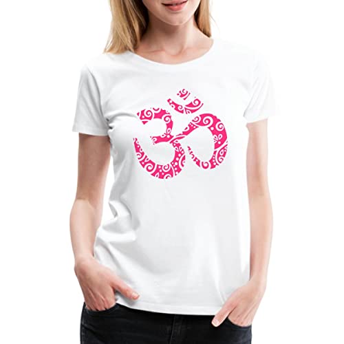 Spreadshirt Yoga Om Zeichen Aum Meditation Mehndi Frauen Premium T-Shirt, L, weiß von Spreadshirt