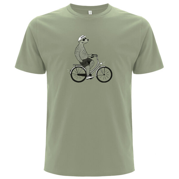 Spreecult Berlin Fahrrad Bär - Bio und Fair - Männer Unisex T-Shirt - Berlin Bike Bear Shirt von Spreecult