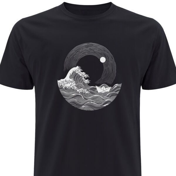 Spreecult Die große Welle und das Papierboot - Bio und Fair - Männer Unisex T-Shirt Spreecult Die große Welle und das Papierboot - Bio und Fair - Männer Unisex T-Shirt von Spreecult