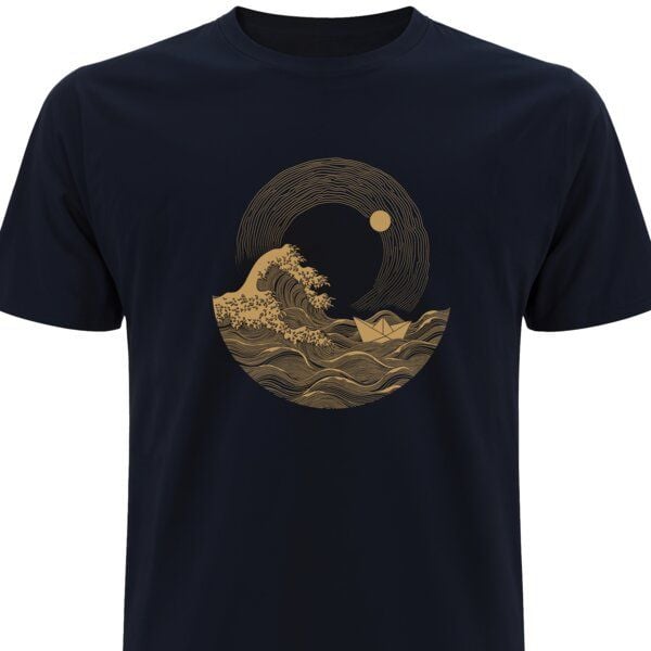Spreecult Die große Welle und das Papierboot - Bio und Fair - Männer Unisex T-Shirt von Spreecult