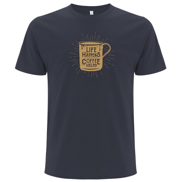 Spreecult Kaffee Hilft - Bio und Fair - Männer Unisex T-Shirt - Coffee Helps von Spreecult