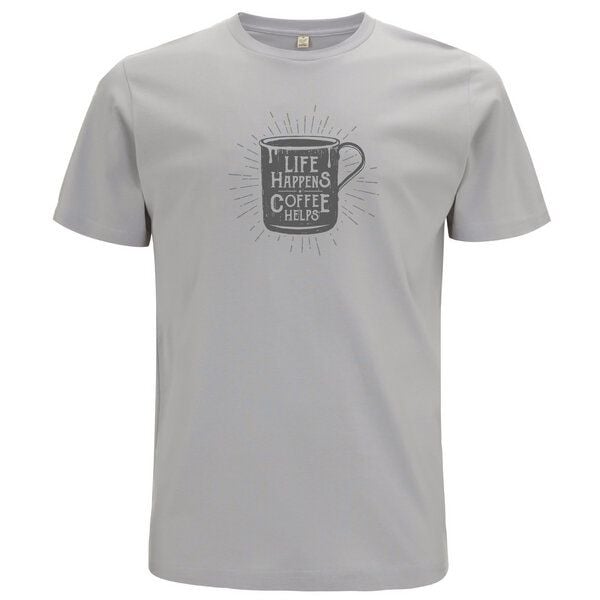 Spreecult Kaffee Hilft - Bio und Fair - Männer Unisex T-Shirt - Coffee Helps von Spreecult