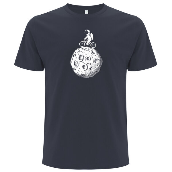 Spreecult Mond Fahrrad - Bio und Fair - Männer Unisex T-Shirt - Astronaut Weltall Erde Shirt von Spreecult