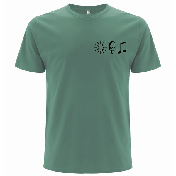 Spreecult Sonne Eis und Musik- Bio und Fair - Männer Unisex T-Shirt - Sun Music Shirt von Spreecult