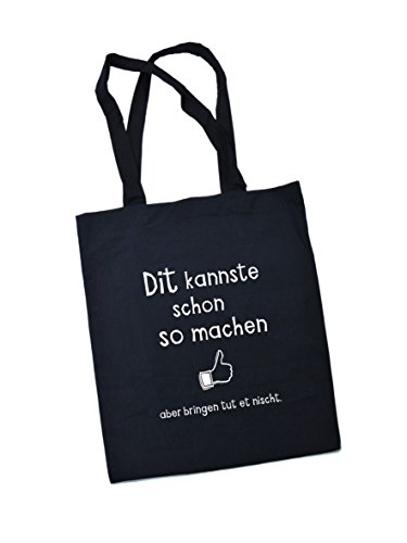 Jutebeutel Bedruckt mit Berliner Spruch - bringt nischt - / Stoffbeutel/Jute Beutel/Einkaufsbeutel Baumwolle mit Sprüchen von Spree Klamotte Berlin - Statement Sprüche Tasche - schwarz von Spreeklamotte Berlin