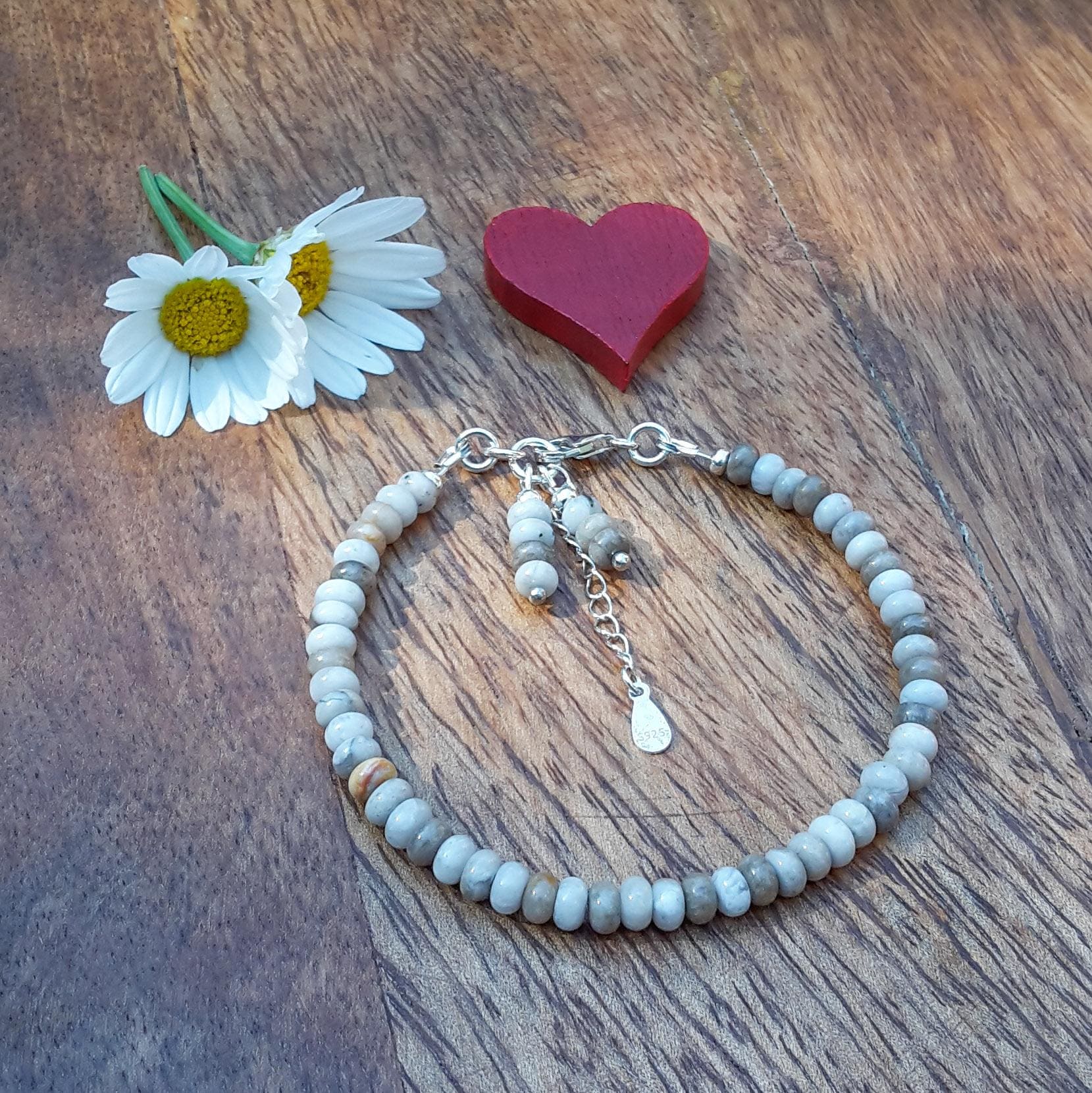 Jaspis Schmuck/Partner Armbänder Geschenk Beste Freundin Armband Silberblatt 4 Mm & 925 Sterling Silber von Spreeschmuck