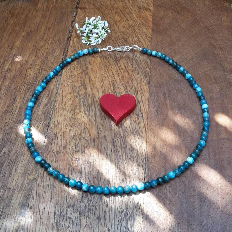 Moderne Edelsteinketten/Apatit Schmuck Etsy Perlenkette Kette Für Freundin 4, 5 Mm & 925 Sterling Silber von Spreeschmuck