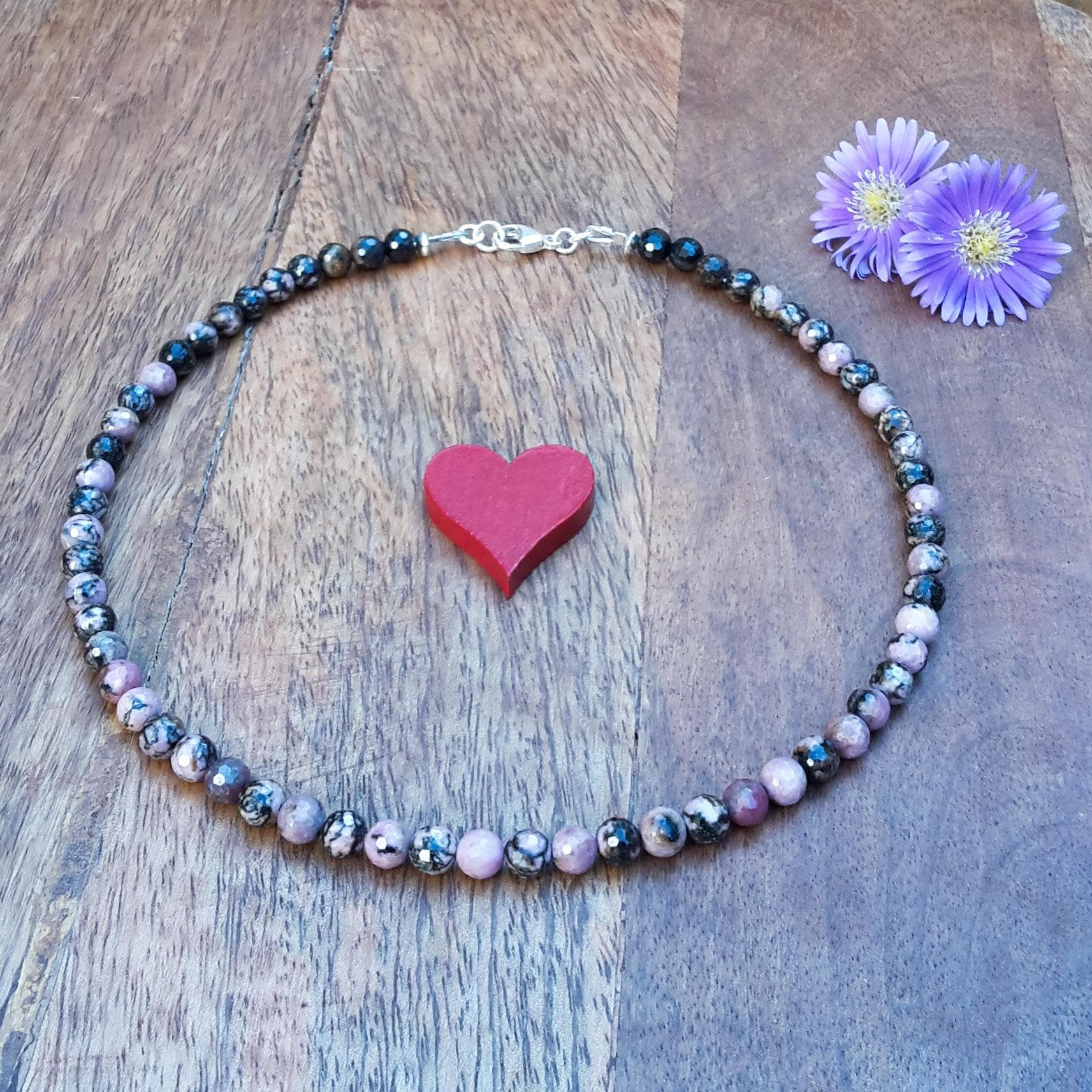 Rhodonit Schmuck/Kette Beste Freundin Edelsteinketten Damen Halsketten Mit Perlen Facettiert 6 Mm & 925 Sterling Silber Rhodonit Schmuck/Kette Beste Freundin Edelsteinketten Damen Halsketten Mit Perlen Facettiert 6 Mm & 925 Sterling Silber von Spreeschmuck