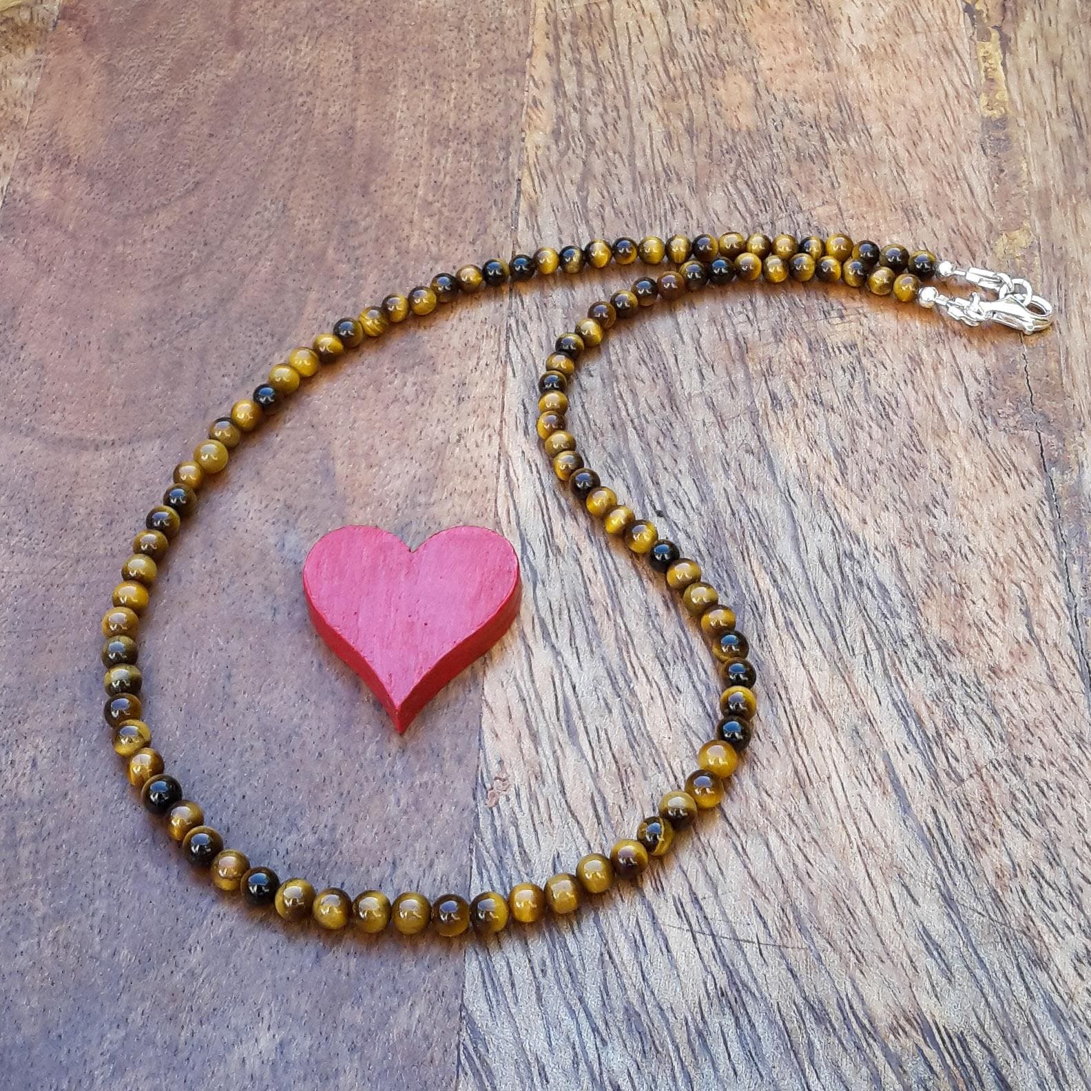 Tigerauge Halskette/Braune Perlenkette Beste Freundinnen Kette Kette Damen 4 Mm & 925 Sterling Silber von Spreeschmuck