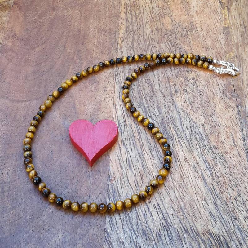 Tigerauge Halskette/Braune Perlenkette Beste Freundinnen Kette Kette Damen 4 Mm & 925 Sterling Silber von Spreeschmuck