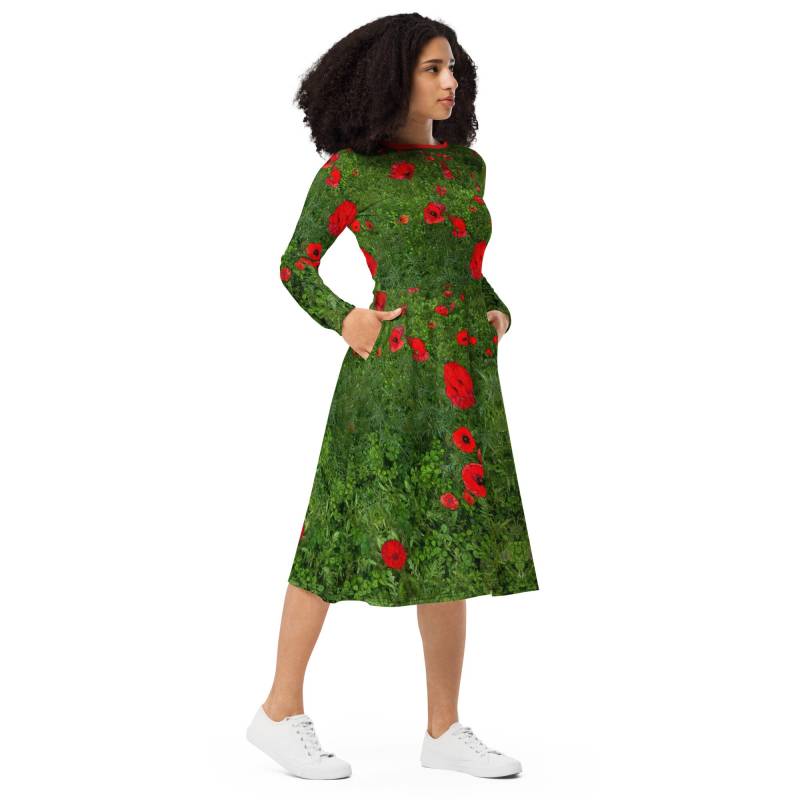 Langärmliges Midikleid | 2xs-6xl - Mohnblume Spreewaldliebe von Spreewaldliebe