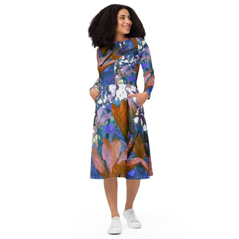 Langärmliges Midikleid Mit Taschen | 2xs-6xl - Magnolart Spreewaldliebe von Spreewaldliebe