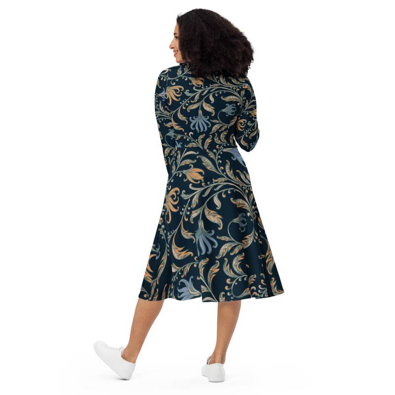 Langärmliges Midikleid Mit Taschen - Herbsttraum Spreewaldliebe von Spreewaldliebe