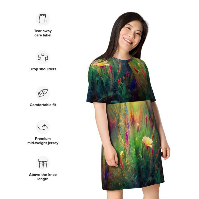 T-Shirt-Kleid | 2xs-6xl - Blumengruß Spreewaldliebe von Spreewaldliebe