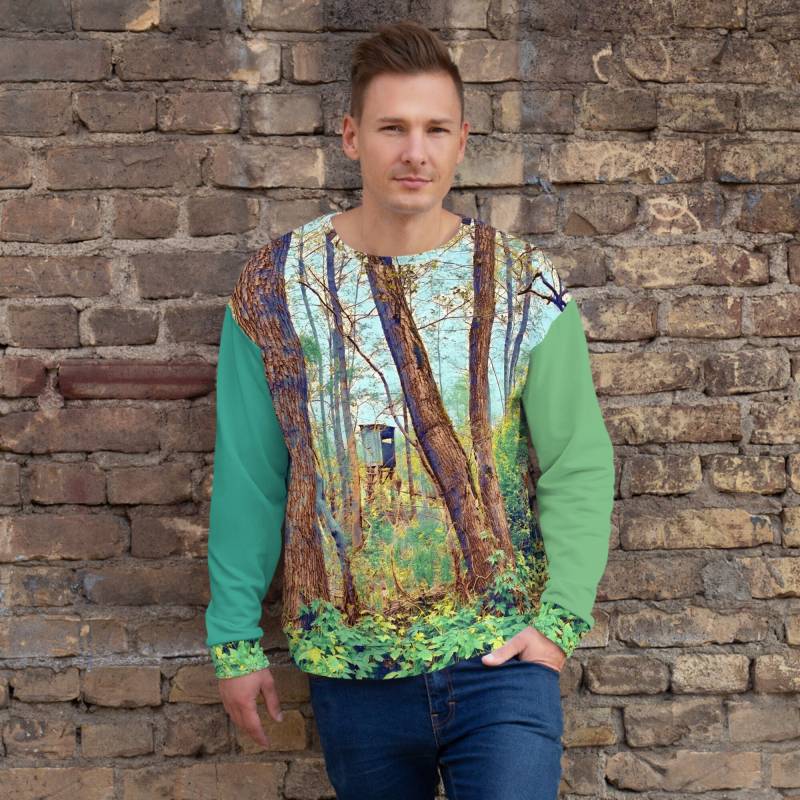 Bedruckter Pullover | xs-3xl - Hochstand Im Wald Spreewaldliebe/Sweater Für Den Mann von Spreewaldliebe
