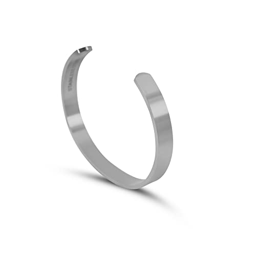 Herren Armreif Edelstahl Silber Modische Armspange massiv 316L Stahl robust größenverstellbar Silberarmband | Männerschmuck mit Geschenkbox (silber, matt) von Sprezzi Fashion