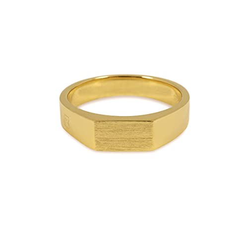 Herren Ring Gold Siegelring aus 925 Sterling Silber Echtgold vergoldet eckig handgemachte Fläche minimalistisch hochwertiger Männerschmuck aus Deutschland mit Geschenk-Box (54) von Sprezzi Fashion