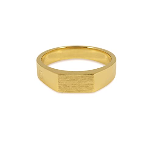 Herren Ring Gold Siegelring aus 925 Sterling Silber Echtgold vergoldet eckig handgemachte Fläche minimalistisch hochwertiger Männerschmuck aus Deutschland mit Geschenk-Box (60) von Sprezzi Fashion