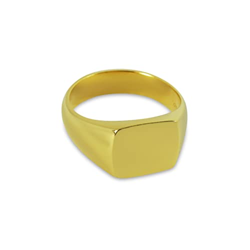 Herren Ring Gold Siegelring eckig aus Echtgold vergoldetem 925 Sterling Silber massiv matt gebürstet für Gravur geeignet | Männerschmuck aus Deutschland mit Geschenkverpackung (54) von Sprezzi Fashion