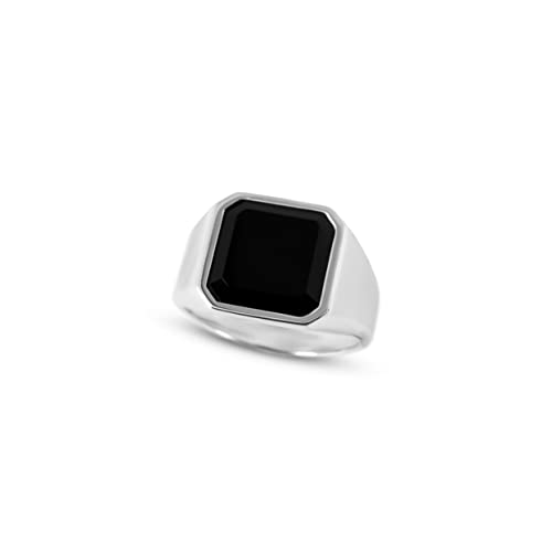 Herren Ring Siegelring mit Onyx Stein schwarz Octagonal 925 Sterling Silber massiv eckig poliert glänzend handgemacht (66) von Sprezzi Fashion