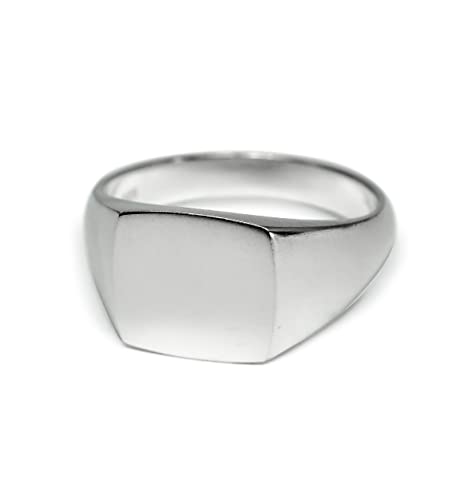 Herren Ring Silber Siegelring eckig aus 925 Sterling Silber massiv matt gebürstet für Gravur geeignet | Männerschmuck aus Deutschland mit Geschenkverpackung (60) von Sprezzi Fashion