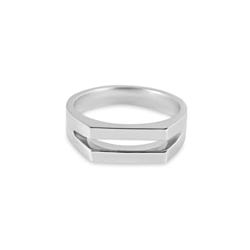 Herren Ring Silber und Gold aus 925 Sterling Silber (18k vergoldet) poliert handgemachte Fläche minimalistisch hochwertiger moderner Herrenschmuck aus Deutschland (Silber, 64) von Sprezzi Fashion