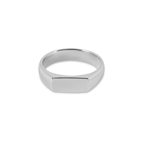 Herren Ring Silber und Gold aus 925 Sterling Silber poliert massiv handgemacht Fläche minimalistisch hochwertiger moderner Herrenschmuck aus Deutschland (Silber, 66) von Sprezzi Fashion