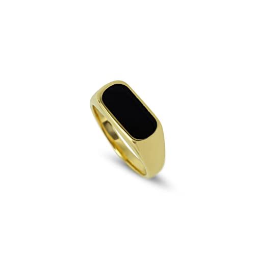 Herren Ring Silber und Gold aus 925 Sterling Silber vergoldet mit Onyx Stein minimalistischer Herrenring (Gold, 58) von Sprezzi Fashion