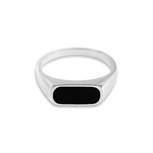 Herren Ring Silber und Gold aus 925 Sterling Silber vergoldet mit Onyx Stein minimalistischer Herrenring (Silber, 66) von Sprezzi Fashion