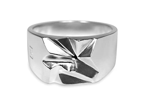 Herren Siegelring Silber aus 925 Sterling Silber massiv handverarbeitet eckig matt modernes Design | Herrenschmuck aus Deutschland inkl. Geschenkbox (Zacken, 64) von Sprezzi Fashion