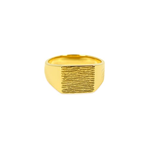 Herrenring Siegelring Gold massiv poliert eckig aus 925 Sterling Silber Echtgold vergoldet handgemacht minimalistisch modern | Männerschmuck aus Deutschland mit Geschenkbox (54) von Sprezzi Fashion