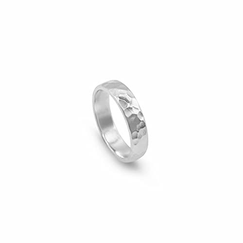 Männer Ring Silber Bandring gehämmert massiv 925 Sterling Silber handgemacht Verlobung Hochzeit | moderner Männerschmuck aus Deutschland mit Geschenkbox (Ringgröße 60) von Sprezzi Fashion