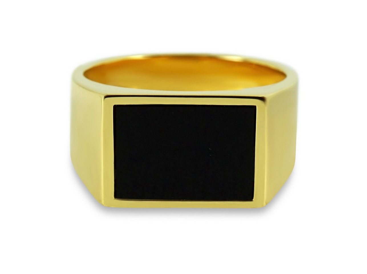 Sprezzi Fashion Siegelring Herren Siegelring Silber Gold aus 925 Sterling Silver mit Onyx Stein (inkl. Schmuck-/Geschenketui sowie kostenlosem Polier-/Pflegetuch, inkl. Schmuck-/Geschenketui sowie kostenlosem Polier-/Pflegetuch), handgefertigt, aus Sterling Silver, Designed in Germany von Sprezzi Fashion