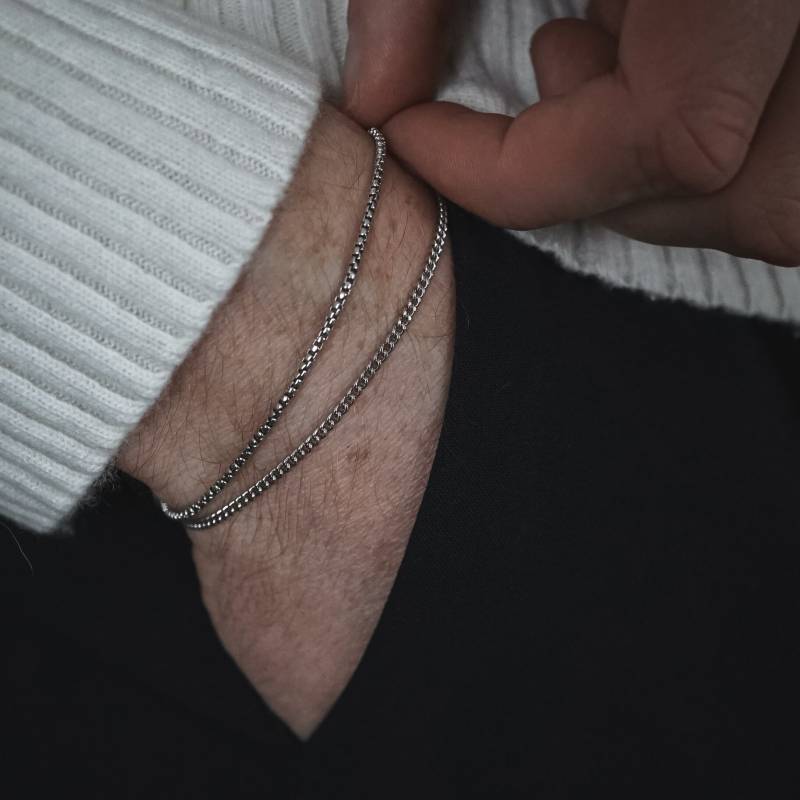 Curb & Box Silber Armband Set von Sprezzi