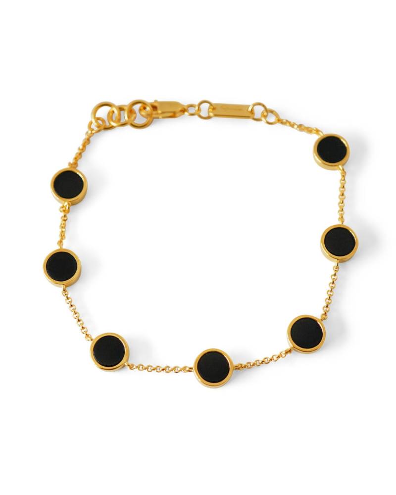 Gold Armband minimalistisch mit schwarzem Onyx | feines 925 Silber, rhodiniert | Designer Herrenschmuck von Sprezzi