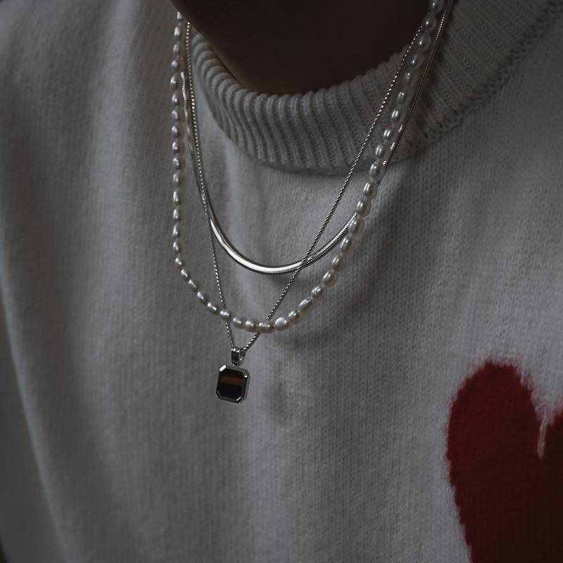 Halsketten Set Snake, Tiger Eye & Pearl von Sprezzi