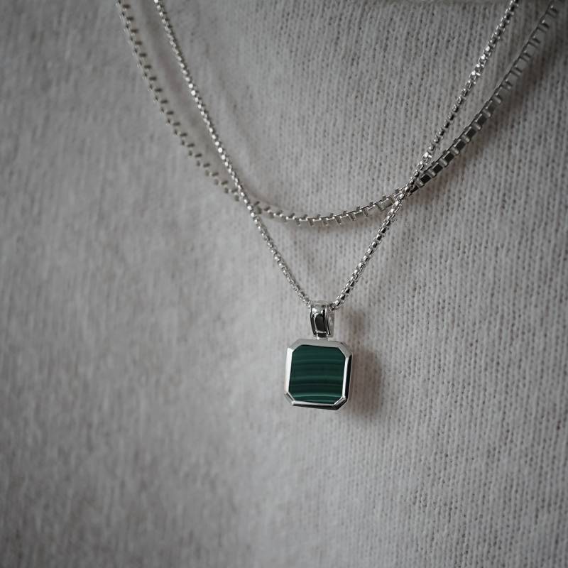 Herren Silber Halsketten Set Malachit & Box von Sprezzi