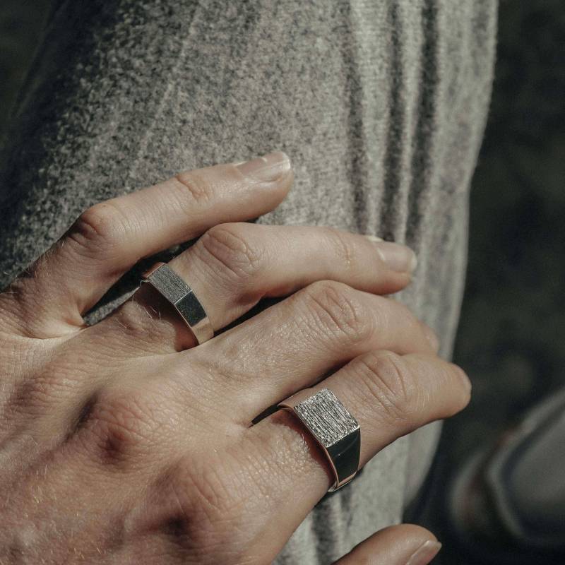 Ring-Set "Raw" Silver Thin & Standard von Sprezzi